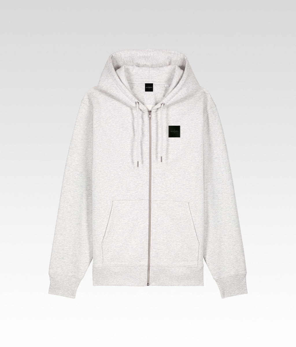 Sweat a Capuche Zippé gris frais avant