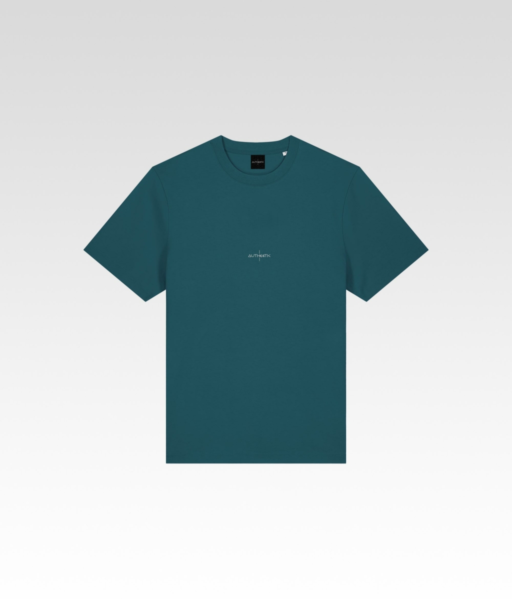 T shirt Authentic Icon poitrine vert d eau foncé avant