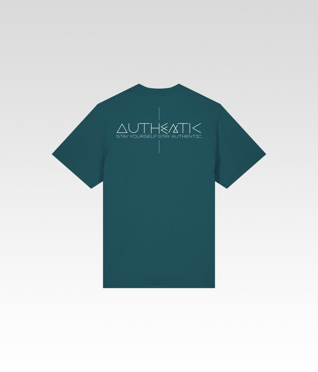 T shirt Authentic imprimé vert d eau fonce arriere