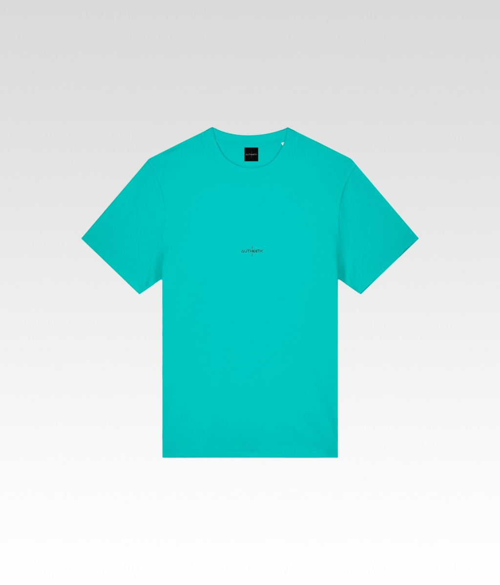 t shirt authentic icon poitrine turquoise avant